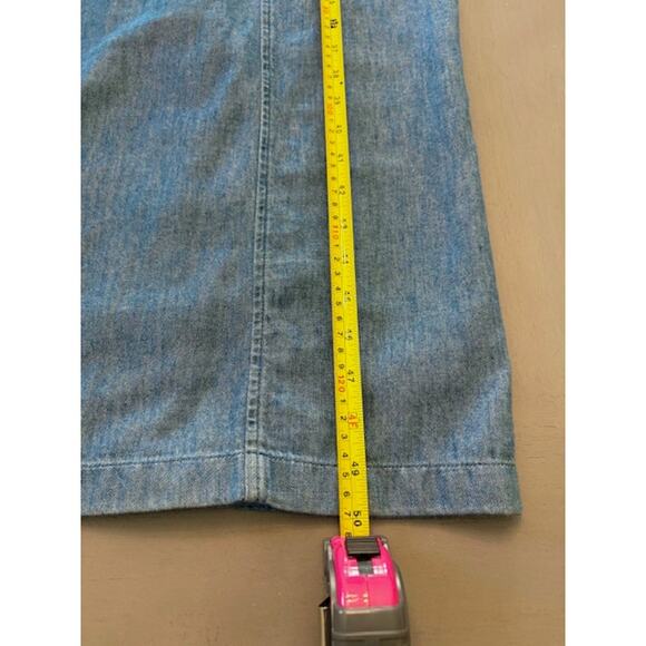 Old Navy Denim Chambray Midi Dress XL Blue Smocked Back Square Neck Cottagecore - Picture 14 of 15